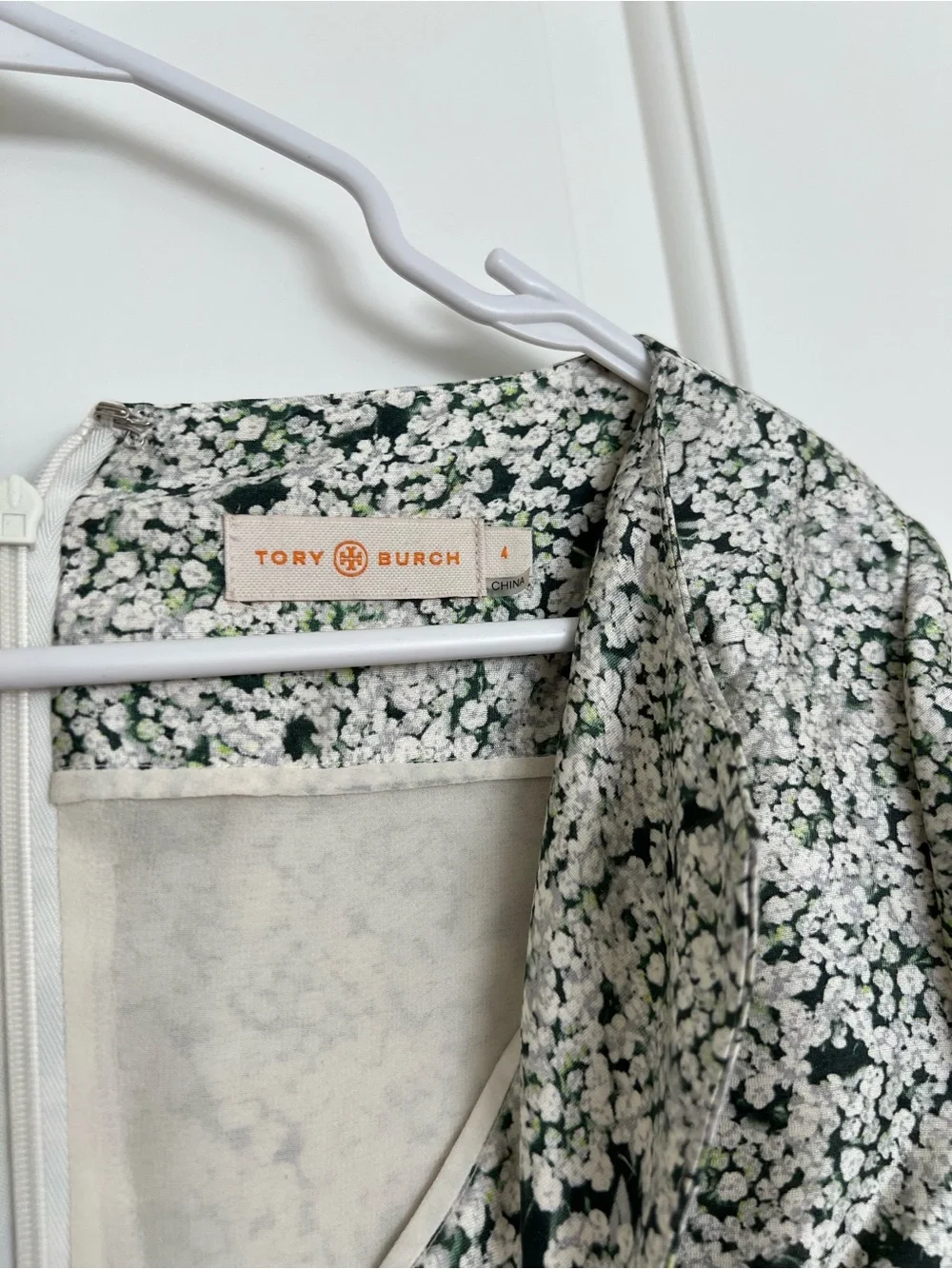 Tory Burch White and Green Mini Floral Dress